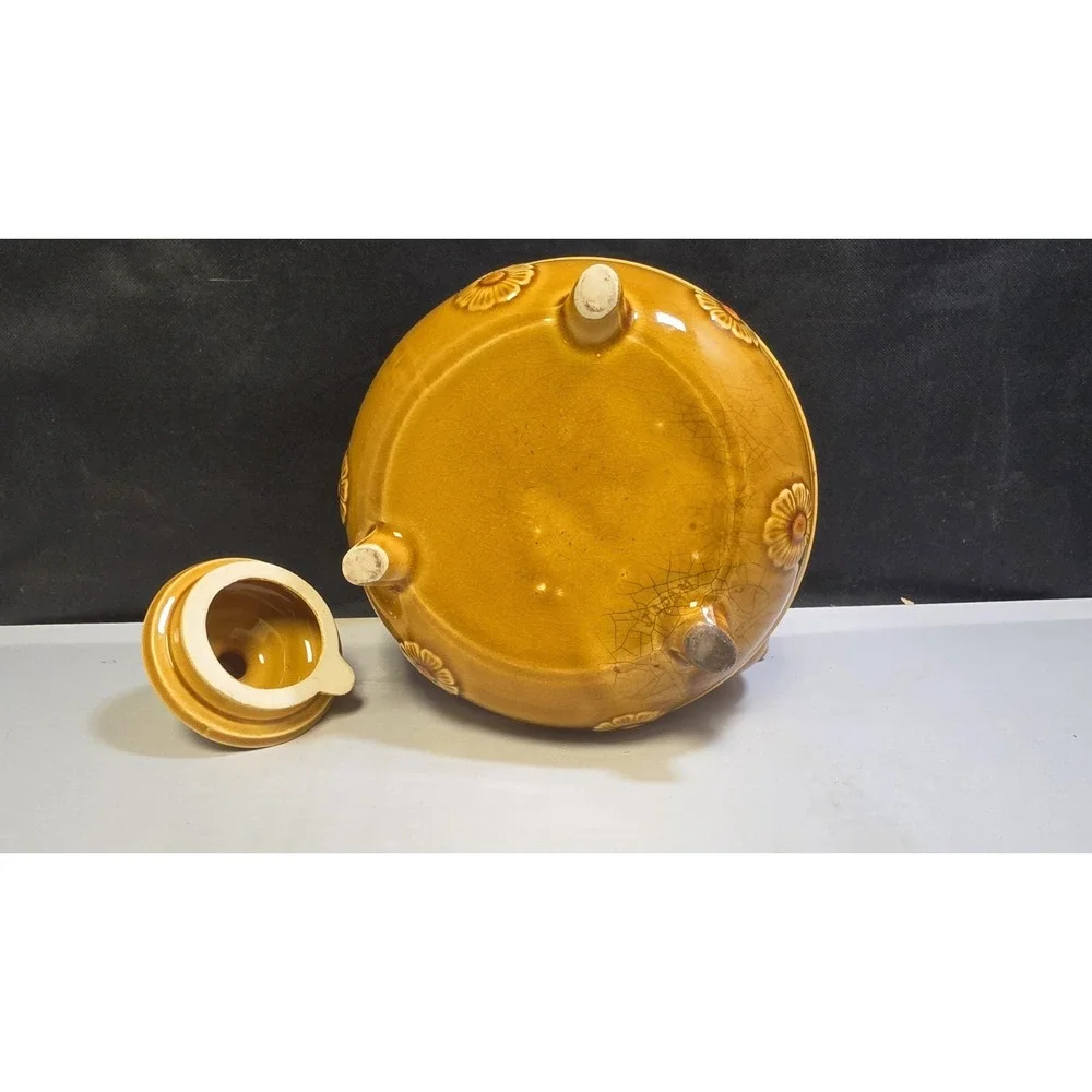 TeaPot Fall Harvest Fruit Dark Mustard Color Japan Vintage A5